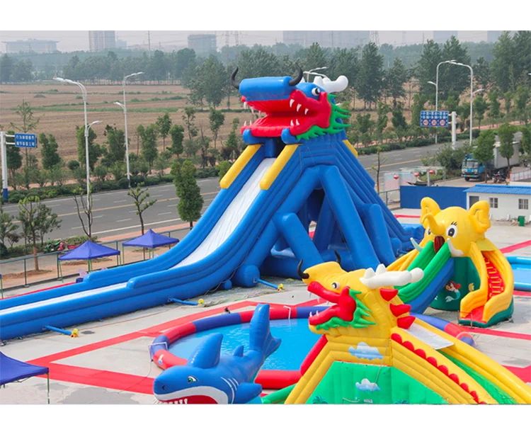 Commercial Inflatable Park Bounce House Water Slide With Pool Inflatable Water Park Games