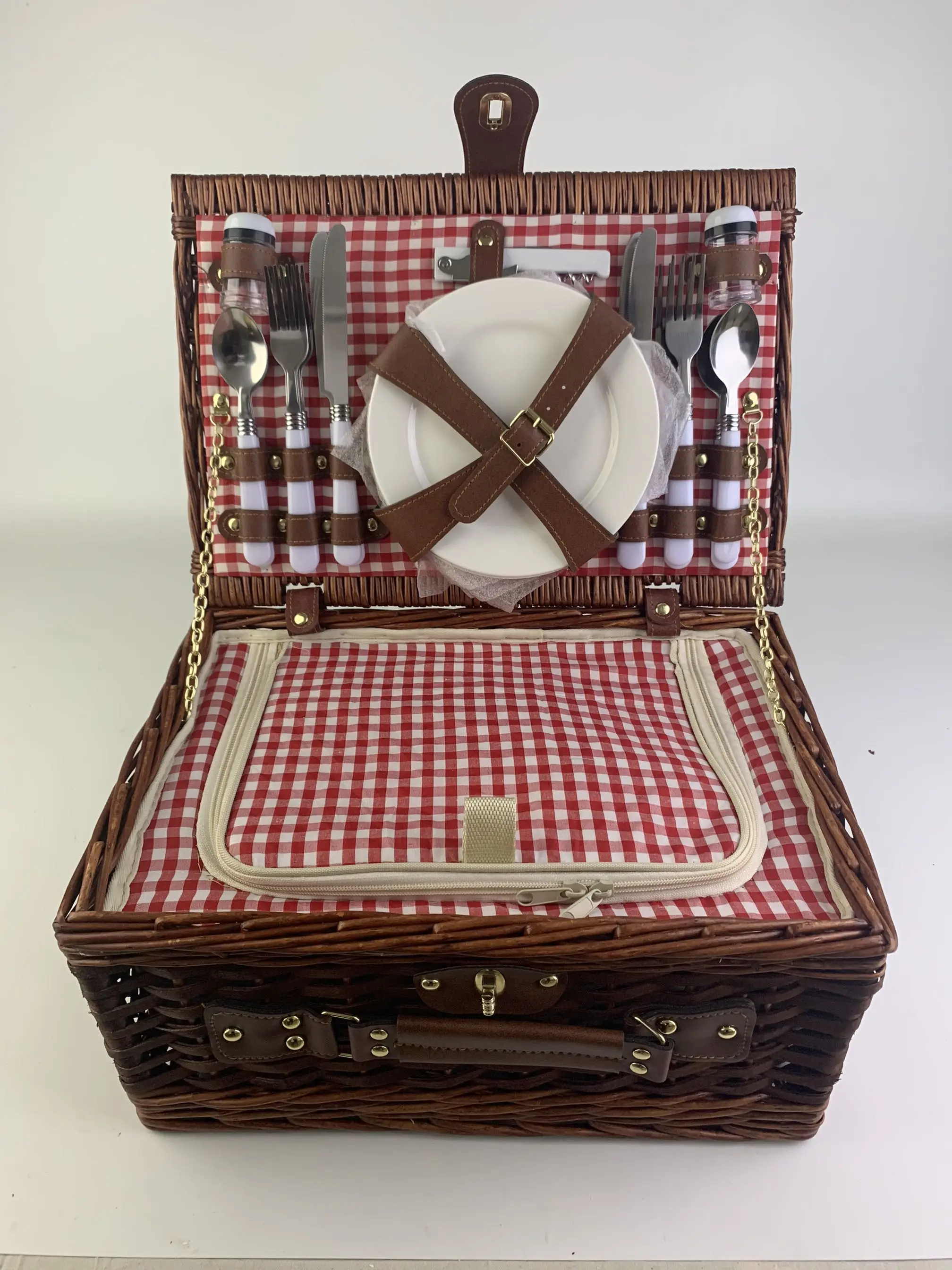 Корзина для пикника идеально подходит для семейного кемпинга, роскошная плетеная корзина