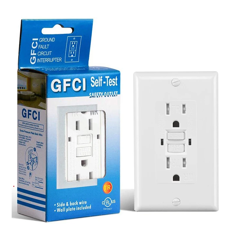 Дуплексная американская самотестируемая розетка с защитой от погодных условий GFCI BAREP Factory 125V 15 Amp