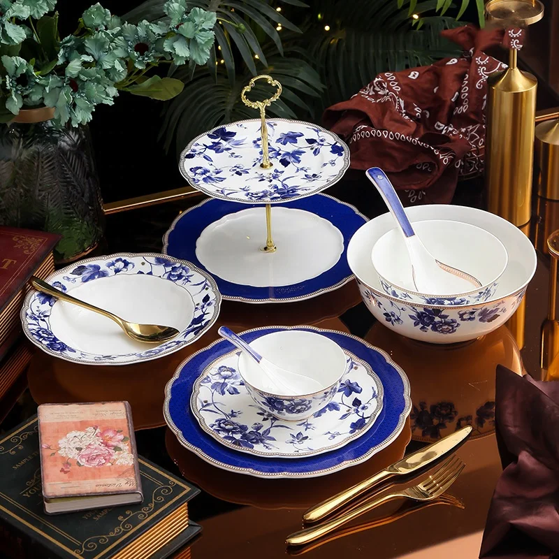 combination household ceramic bowl single light luxury high-end bone china bowl loose rice bowl