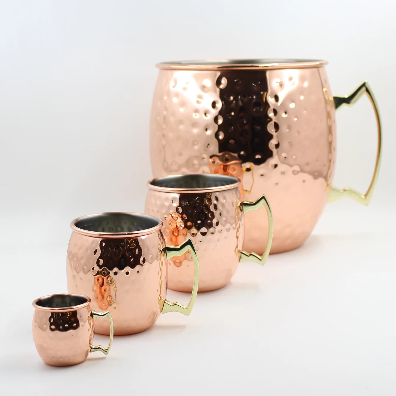 Custom Ice Bucket Luxury Stainless Steel Bucket Copper 5L Large Hammered Moscow Mule Cooler Ice Bucket with Handle 1pc/white Box