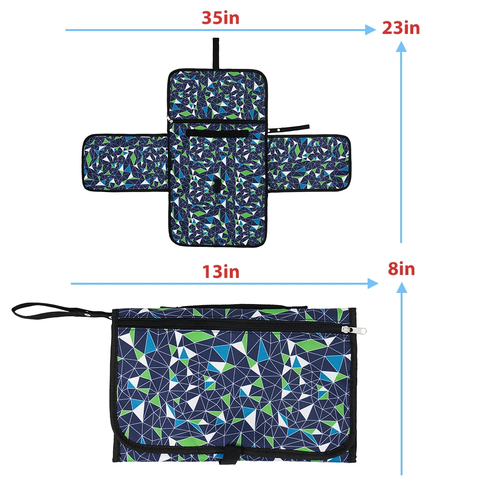 Foldable Changing Station Waterproof Travel Changing Table Pad with Head Pillow and Baby Stuff Pockets