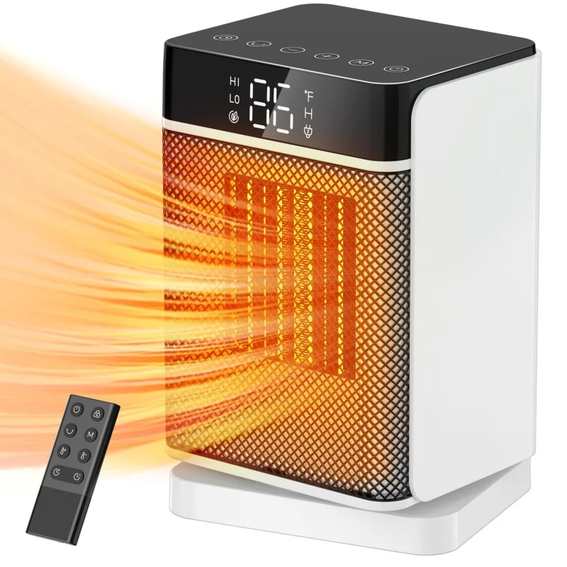 1500W PTC Ceramic Fast Heat 1-12H Timer Portable Heater with Thermostat Space Heater fan for Indoor Use