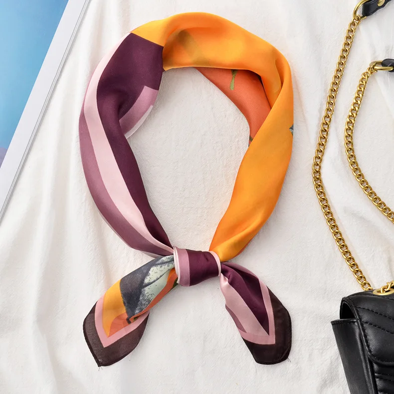 Hot Sale New Geometric Silk Scarf Female Spring Professional Simulation Silk Scarf for Lady (SC006C)