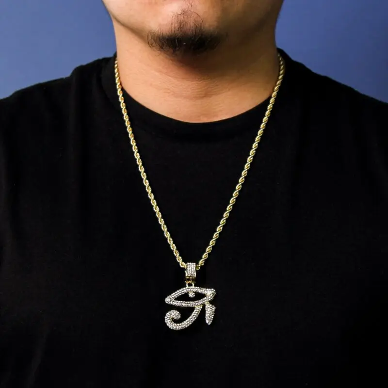 DUYIZHAO Newest Design Hip Hop Jewelry Gold Plated Iced out Specific Eye Pendant