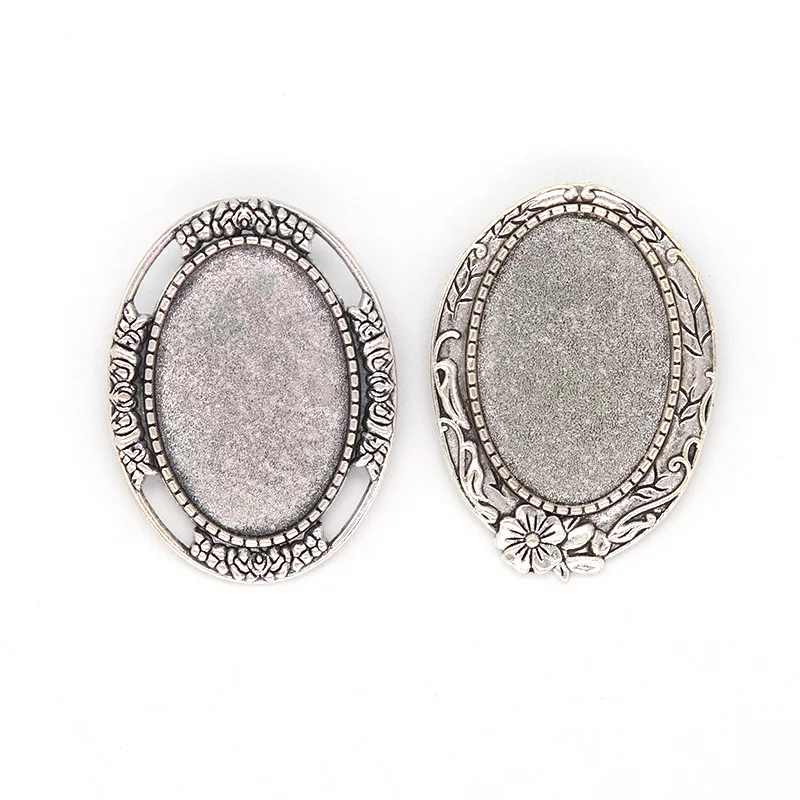 Tibetan Alloy Oval Brooch Setting Bezel Blank Bases w/ Pin Back 20x30mm TrayOpens in a new window or tab