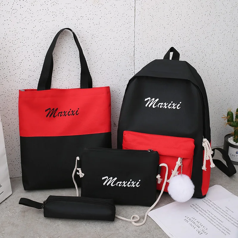Wholesale 4Pcs/set Women School Backpacks  For Teenagers Girls Student Book Bag Boys Satchel  Shoulder Bag