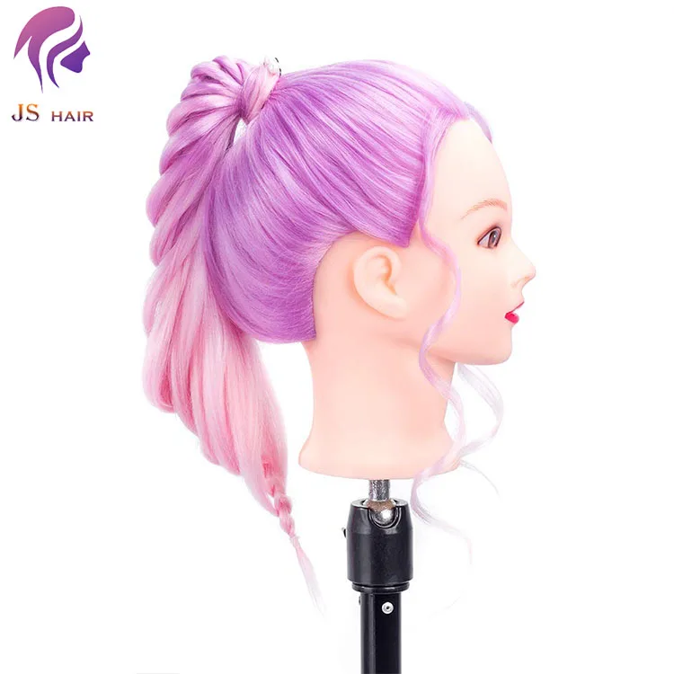 24 inches Pink Synthetic Hair Manican Doll Cabeza Peluqueria Maniquies Hair for Hairstyle Practice teaching training head