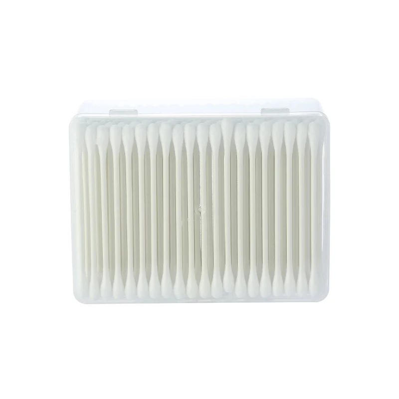Square Plastic Box Cotton Swab Cleaning Stick Hot Double Head E Cigarette Ceramic 200pcs Box for IQOS Cleaner Clear Bag White
