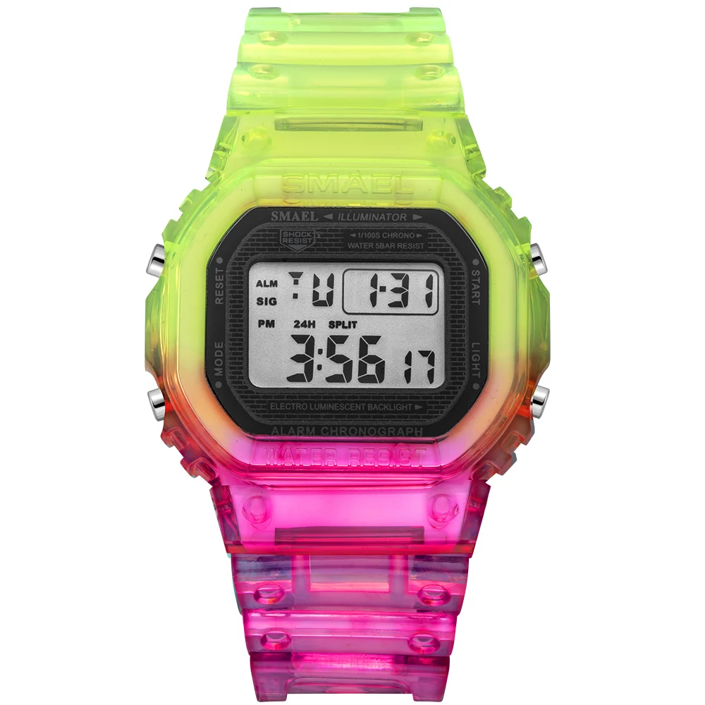 
smael 1905 digital watch gradient color water resistant sport watch 