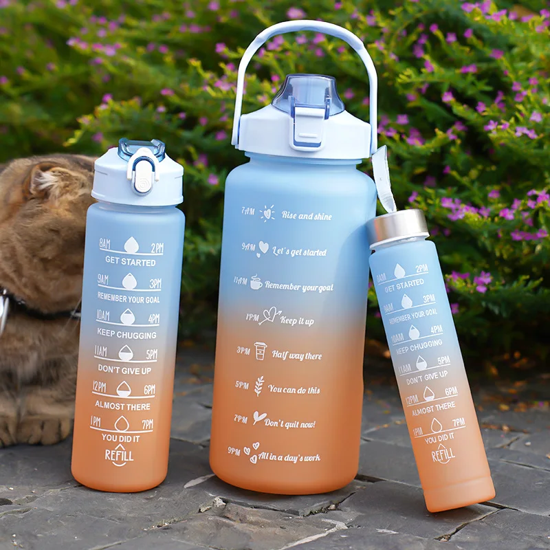 Оптовая продажа bouteilles deau termos de agua gym 3 en 1 пластиковые чашки motivacionales tro