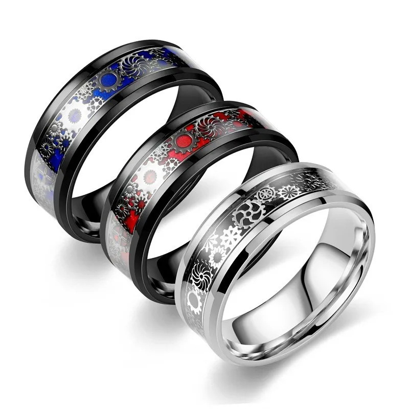 Personality Titanium Steel Rings for Men Trendy Gear Finger Ring Classic Jewelry Accessories