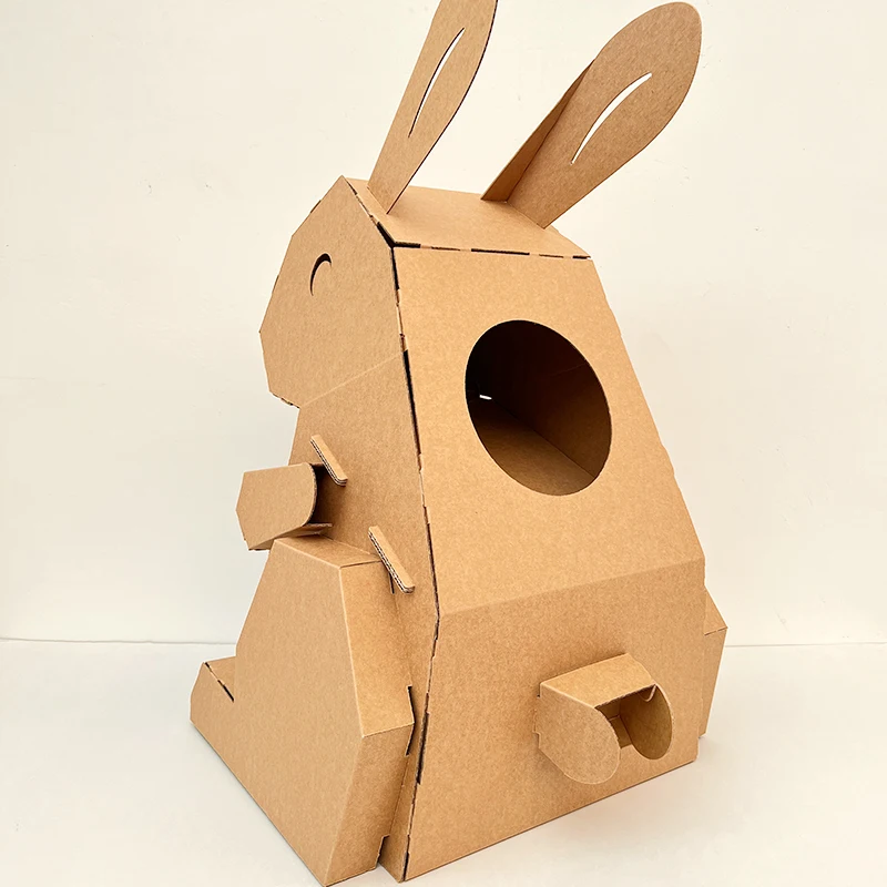 cardboard cat house eco friendly unique cat scratcher board carton box for indoor bed DIY Assembling Custom Pet House diy