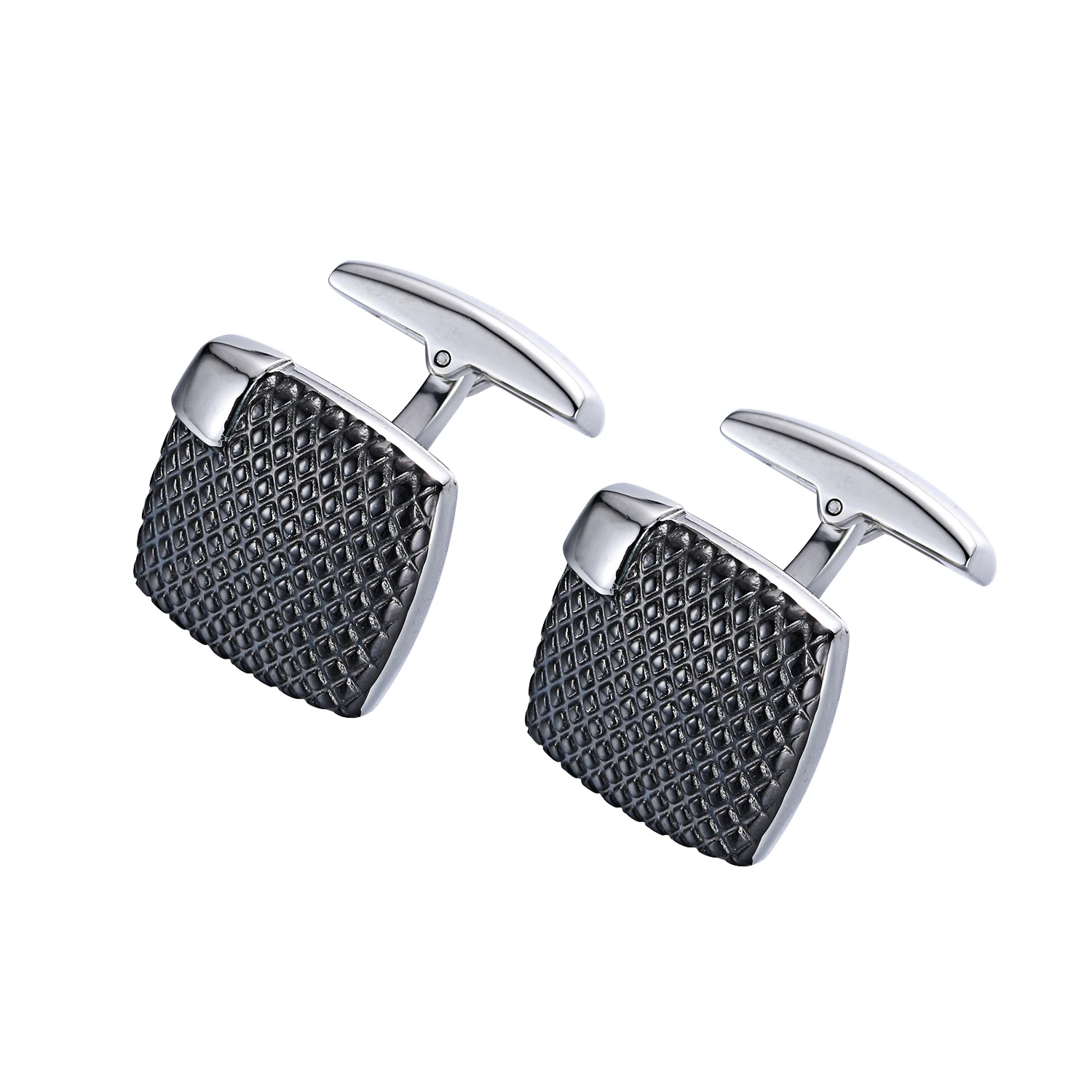 Factory Stock Wholesale And Retail Custom Stainless Steel Cufflinks Silver Black Color Plain Wedding Cufflinks Manufacturer