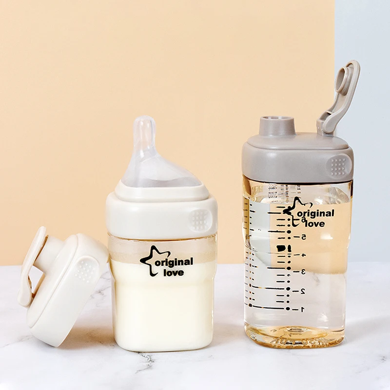 Custom Biberon Square Design Wide-Mouth Sippy Cup 150ml Size Baby Bottle Food Grade PPSU Material BPA Free Animal
