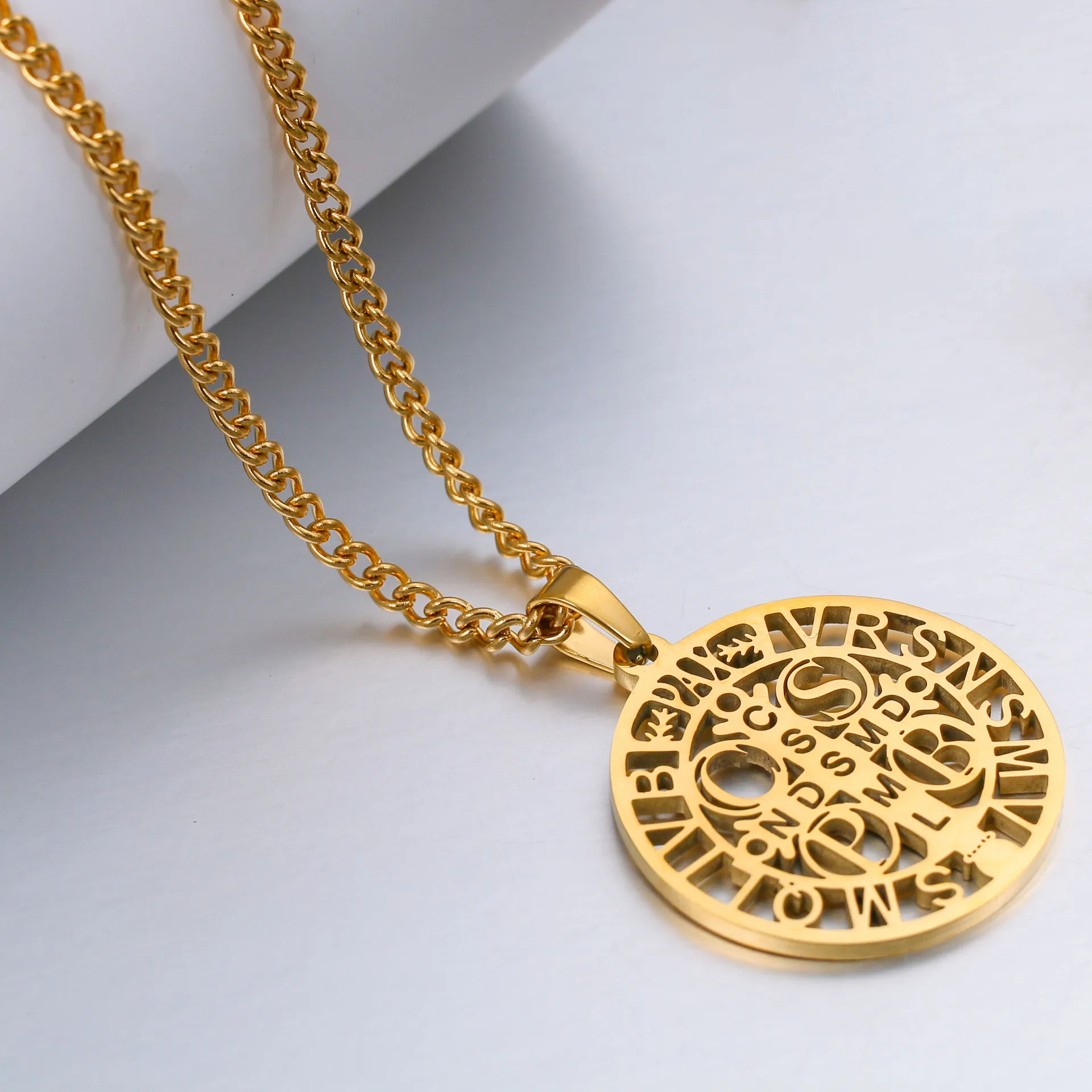 Benedictine Personalized Benedict Card of Exorcist Amulet Jewelry Gift Stainless Steel Exorcism Cross Pendant Necklace for Men
