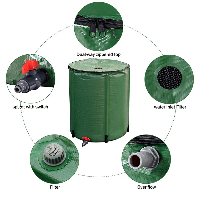 Home Solutions pvc rain water barrel Collapsible Rain Barrel garden Water Storage - 50 Gallon