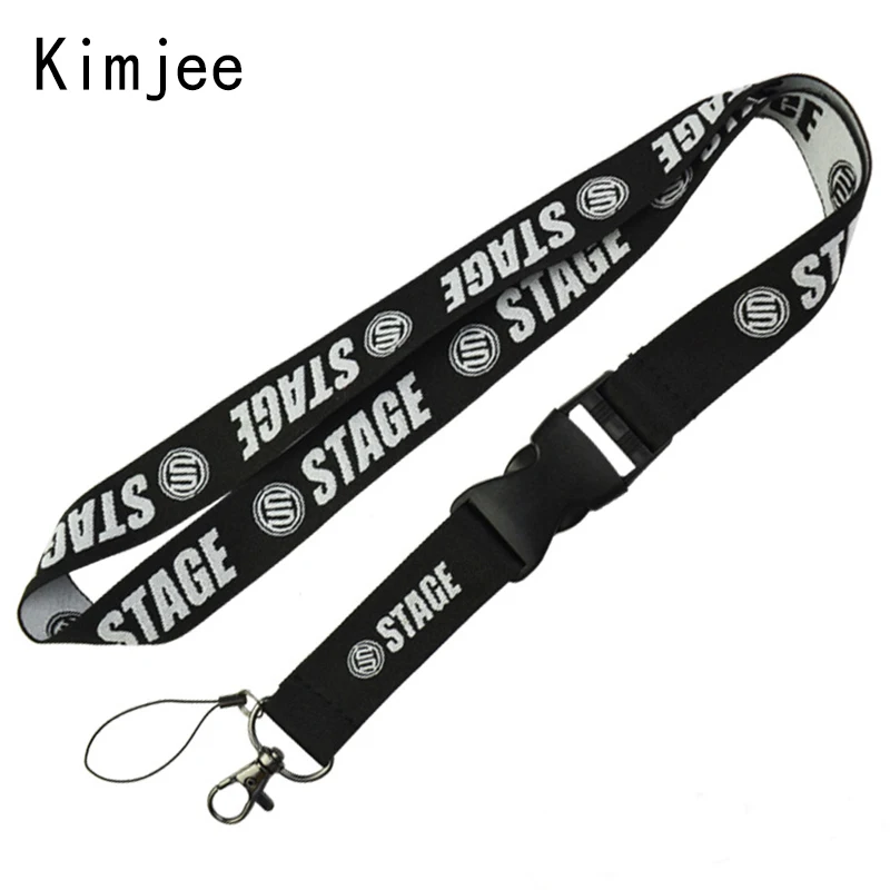 Black Color Lanyard Breakaway Custom Silkscreen Printing Logo Polyester Airbus Lanyards for Mobile Phone