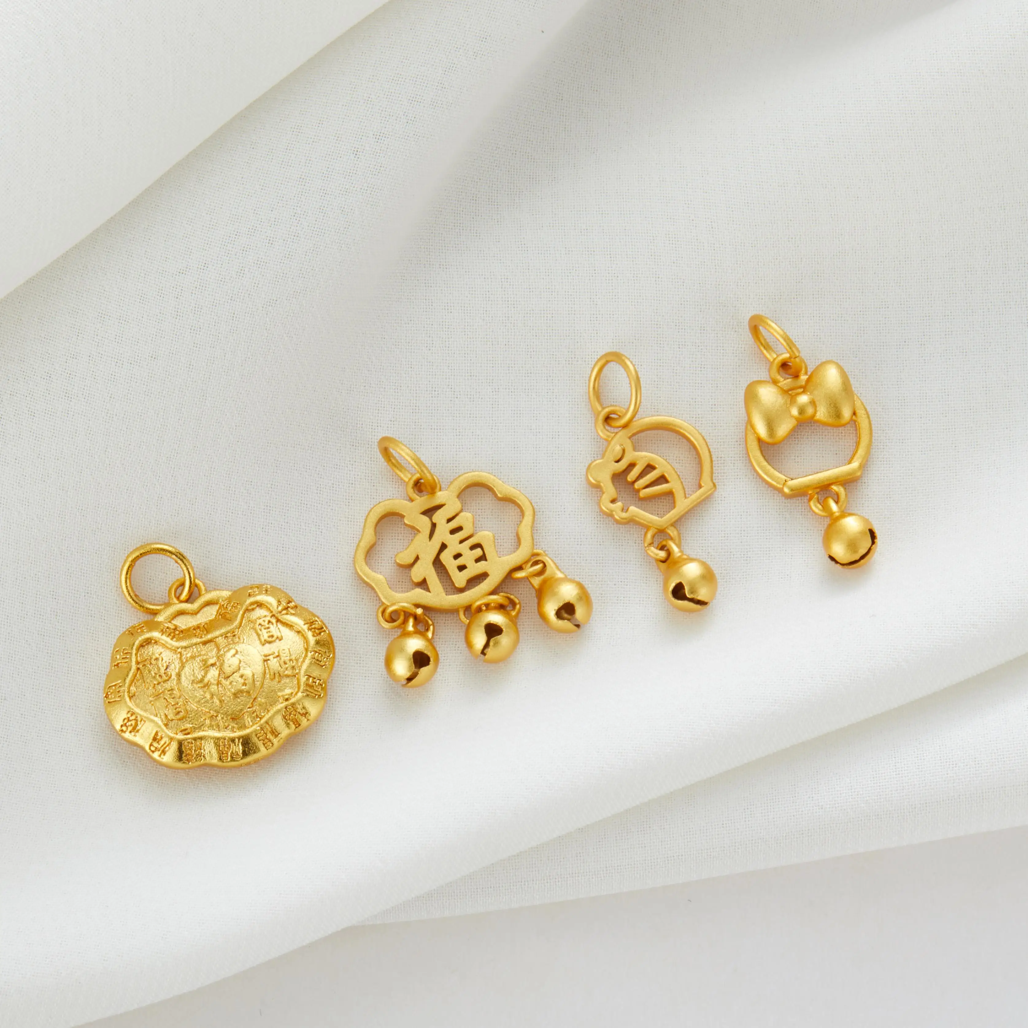 High color sand gold accessories waking lion scholar cap tiger head cap auspicious bow bell diy pendant accessories