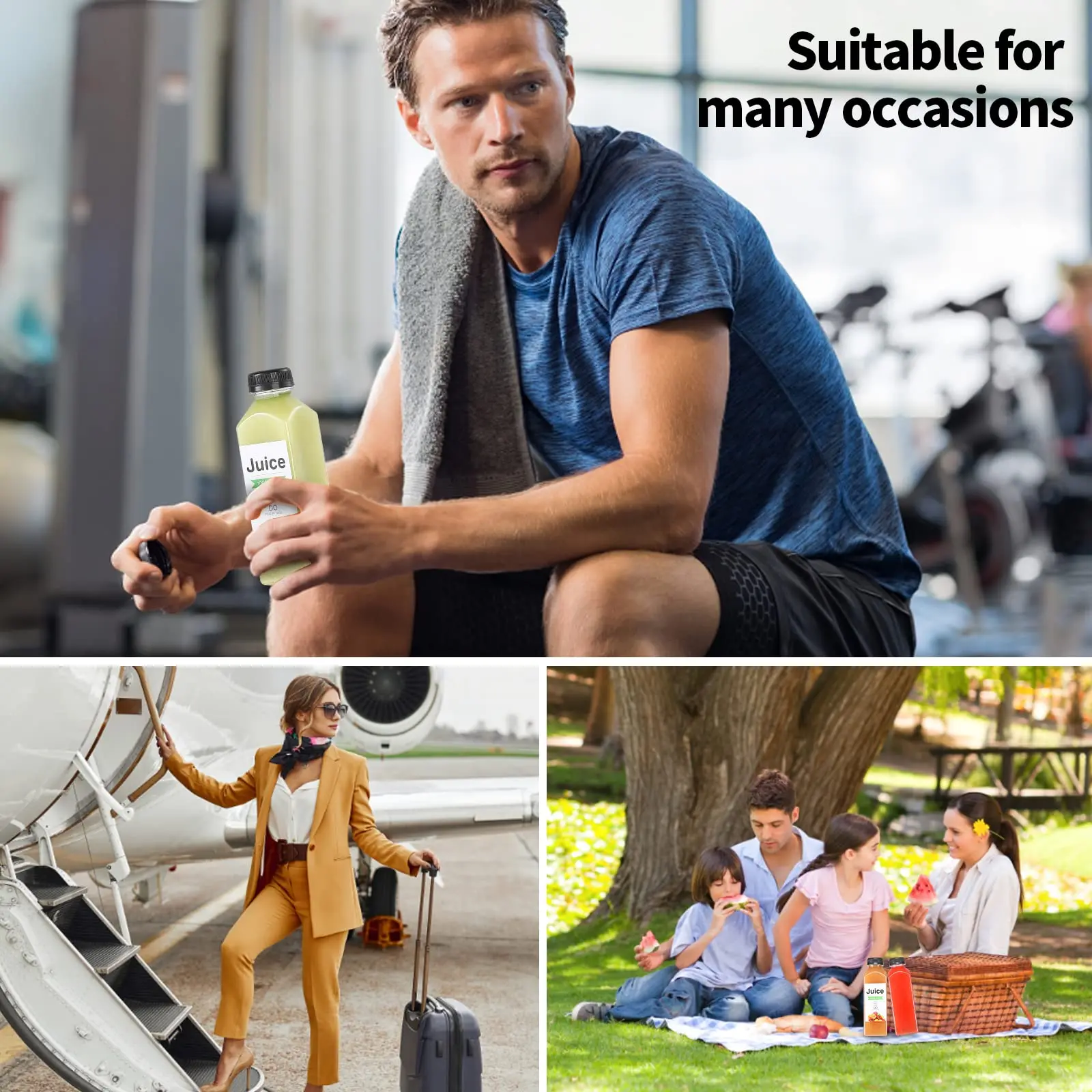 wholesale Empty Plastic Juice Bottles with Caps Reusable Clear Bulk Beverage Containers for Juice Milk and Other Beverages