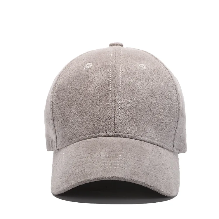 Wholesale Multicolor Suede Custom embroidered suede baseball cap with metal strap closure