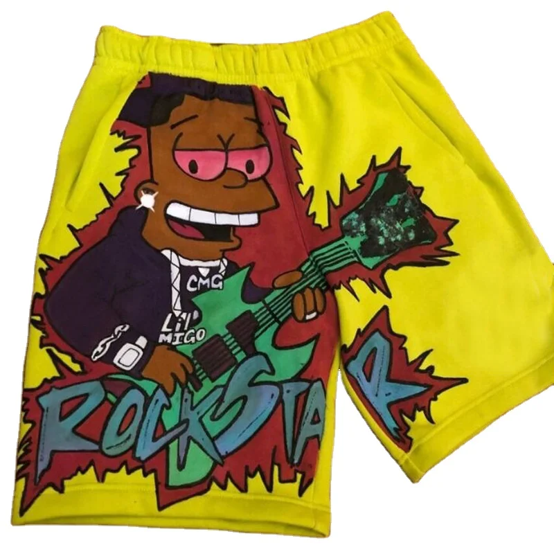 Модная одежда Прошитые Ретро хищников хлопковые шорты мужские тренировочные брюки NK логотип аниме и изображением персонажей из мультфильмов для мальчиков просто не