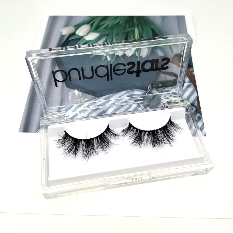 2019 new style no MOQ plastic clear eyelash packaging box 3D  mink eyelashes with logo