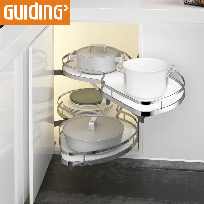 Mdf Base Blind Corner Cabinet Pull Out Soft Closing Magic Corner for Kitchen Corner Cabinet