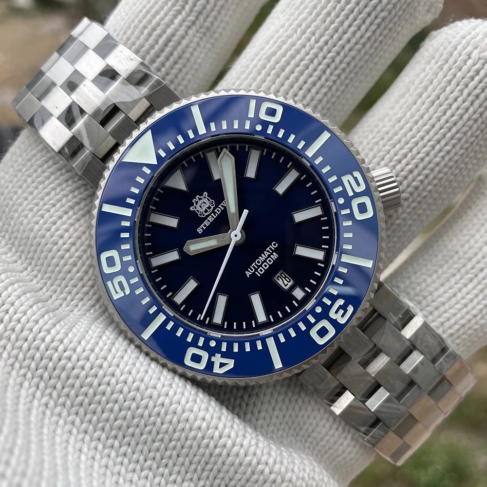 SD1976P STEELDIVE Brand 48mm Stainless Steel Case One-Piece Case 1000M Waterproof NH35 Automatic Men Dive Watches Reloj
