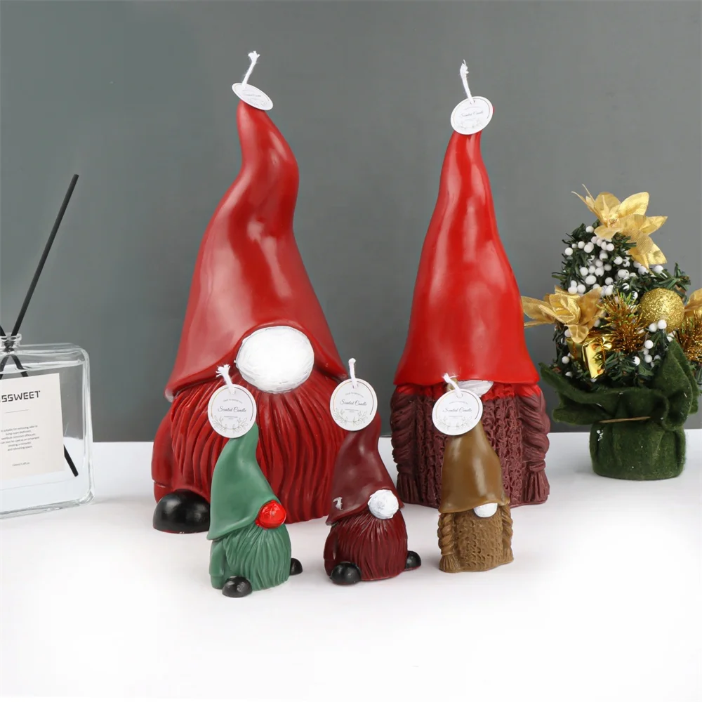 Christmas Dwarf Silicone Mold 3D Dwarf Doll Candle Molds Bearded Gnomes Soap Mould DIY Christmas Santa Gnome Ornament Resin Mold