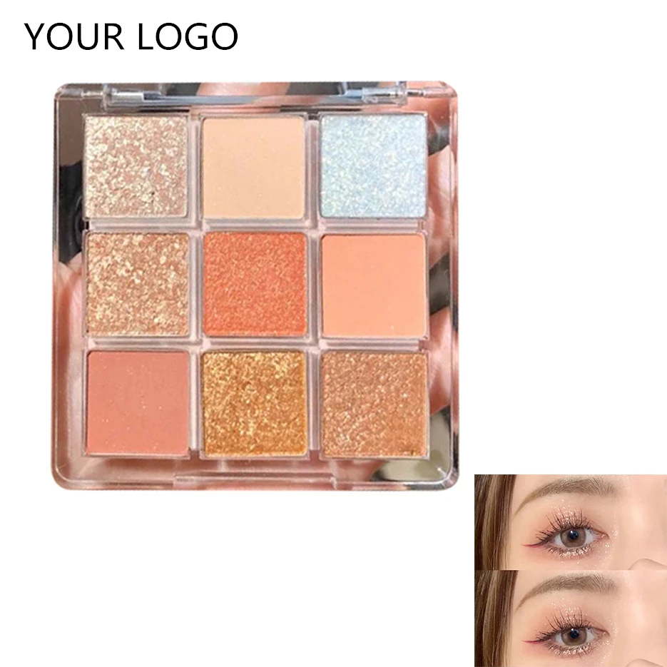 Изготовленный На Заказ палитра частная марка высокого пигмент по индивидуальному заказу Блеск Профессиональный макияж 9 видов цветов Тени для век