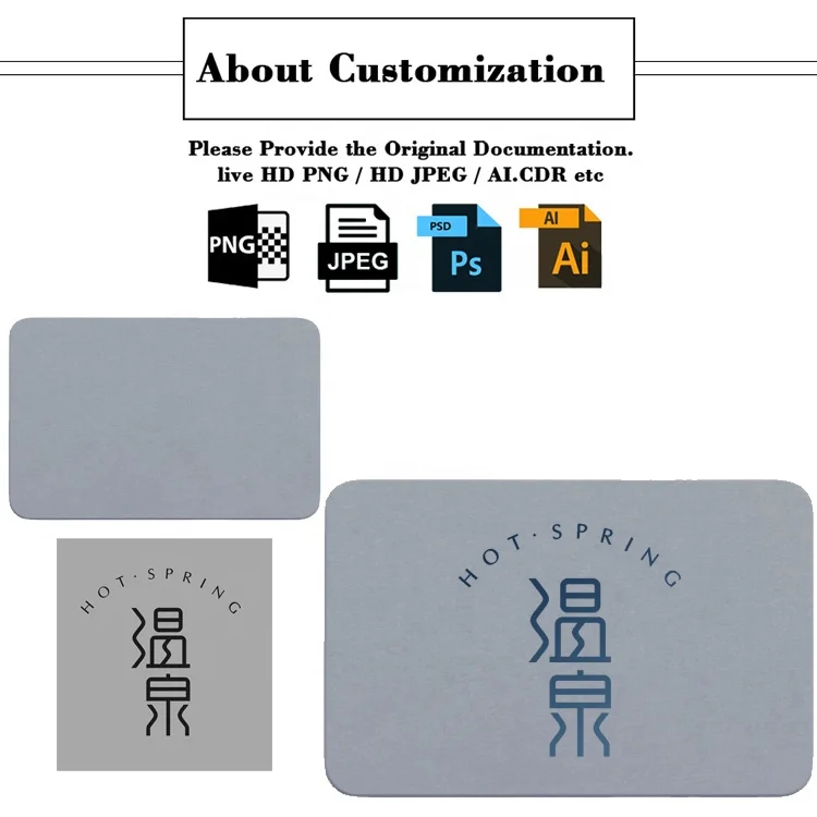 WG216 Customized Logo Sublimation Diatomaceous Earth Bath Mat Bathroom Quick Dry Printed Design Custom Diatomite Stone Bath Mat