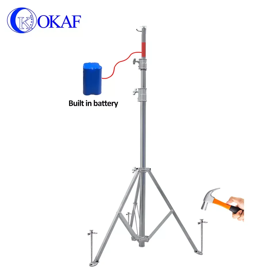 Portable Lightweight Built-in Battery Telescopic Mast with Solar Wireless Dome Camera Photography Light Tripod
