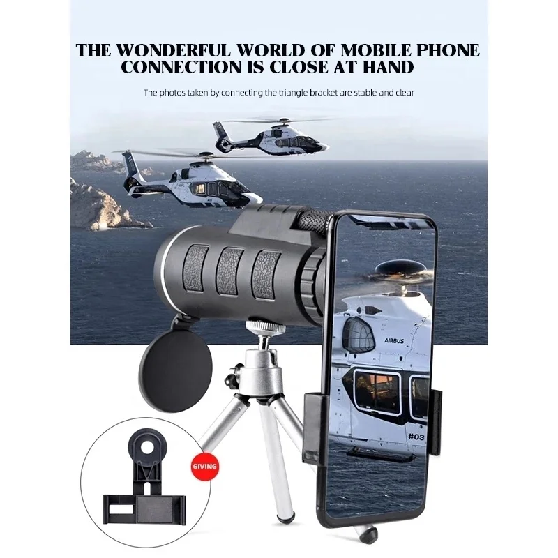 40X60 HD Professional Telescope Monocular Night Powerful Binoculars Waterproof Mini Pocket Zoom with Smartphone Hunting Camping