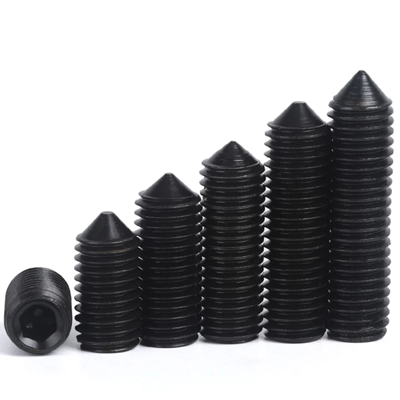 45H /12.9 grade customized high quality hexagon socket set screws with cone point DIN914