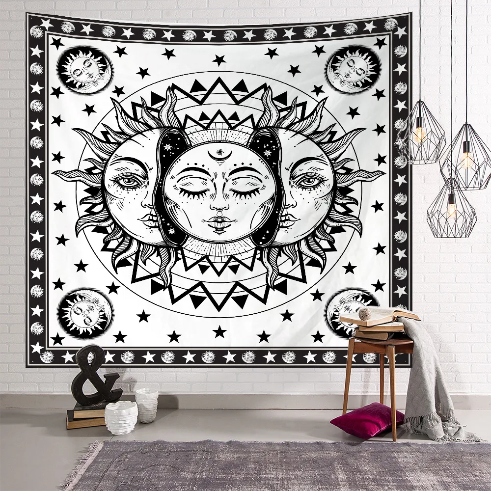 Indian Mandala Tarot Tapestry Bedspread Cover Beach Towel Blanket Decor Hanging Carpet Bohemian Psychedelic Background Cloth