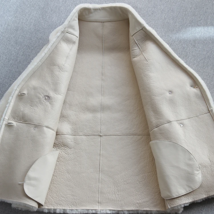 New items 100% merino wool women reversible lamb sheep skin shearling fur trench coat