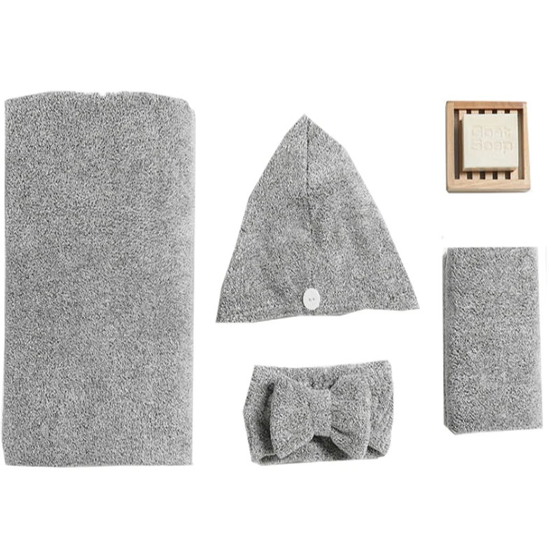 
Non-slip bamboo hair towel hair drying towel micro fiber hair towel 4 set 