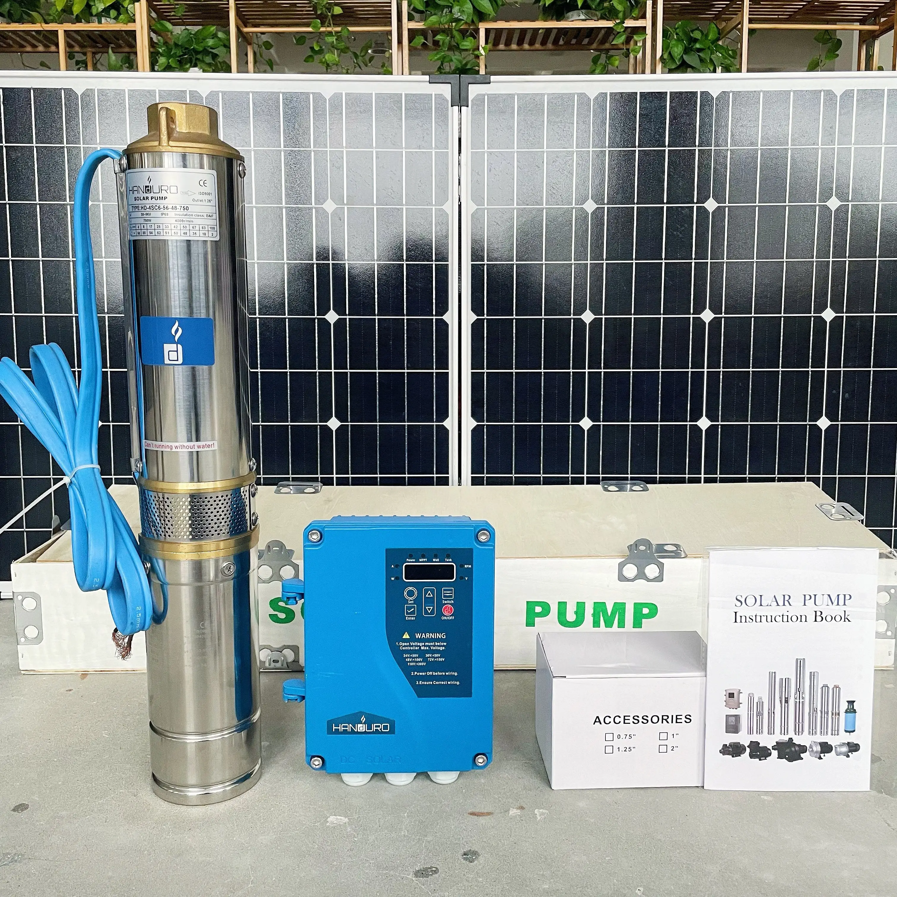 Custom 2HP 1.25 inch 180m plastic impeller pump Solar Power Submersible Borehole Water Pump Deep Well pump