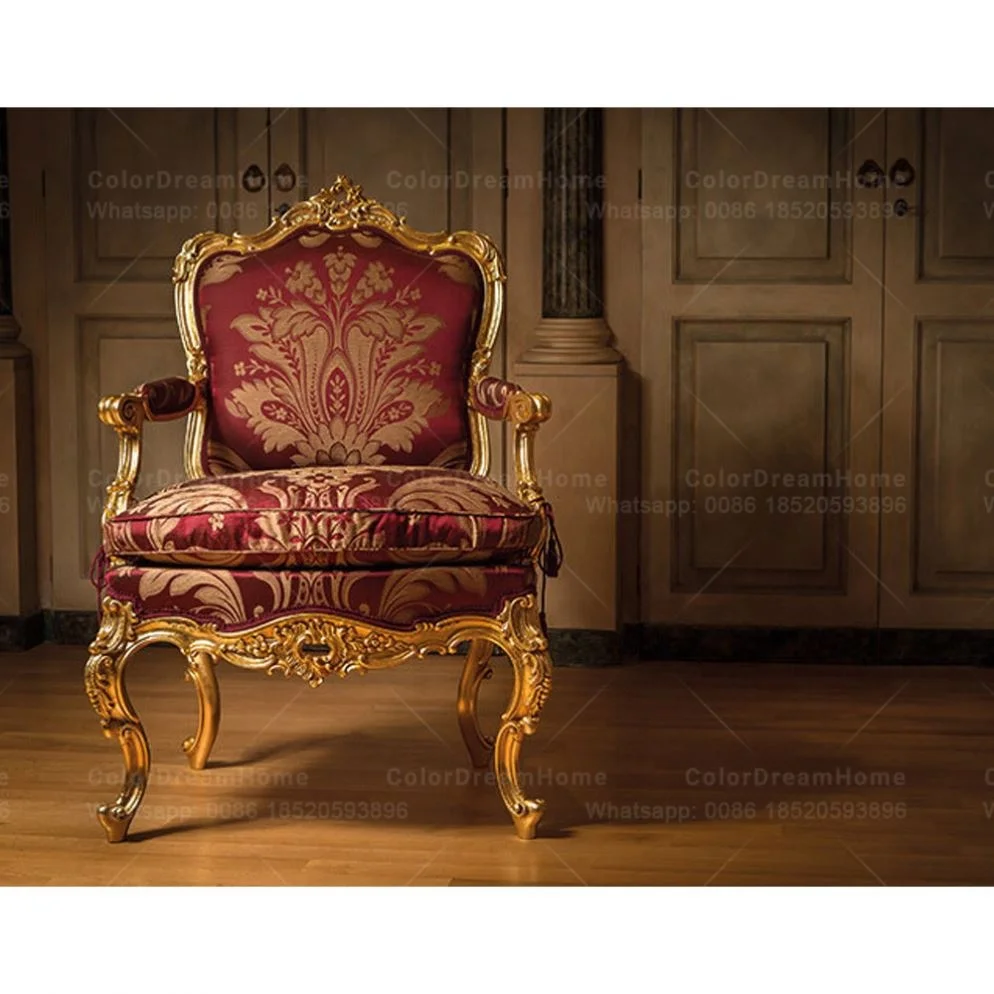 Italian classical palace furniture dining chair living room wood carving armchair