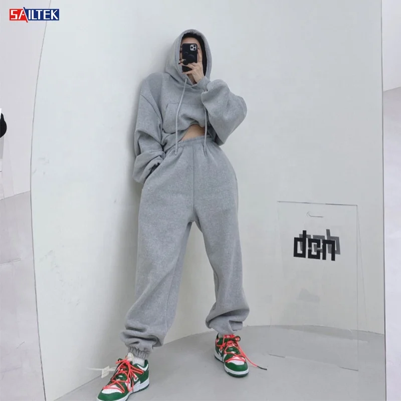 
2020 fall wholesale hoodie custom logo solid womens sweat suits sport casual two piece set women clothing winter  (62467476165)