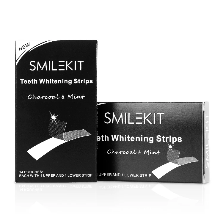 2023 new Private Label Teeth Whitening 14/28pcs Mint Flavor Strips Whitening Charcoal Whitening Strips