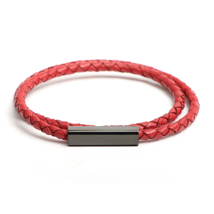 Custom Engraved Letters Logo Words Magnetic Buckle Real Leather Bracelet Women Hand Jewelry Vintage Leather Handmade Bracelet