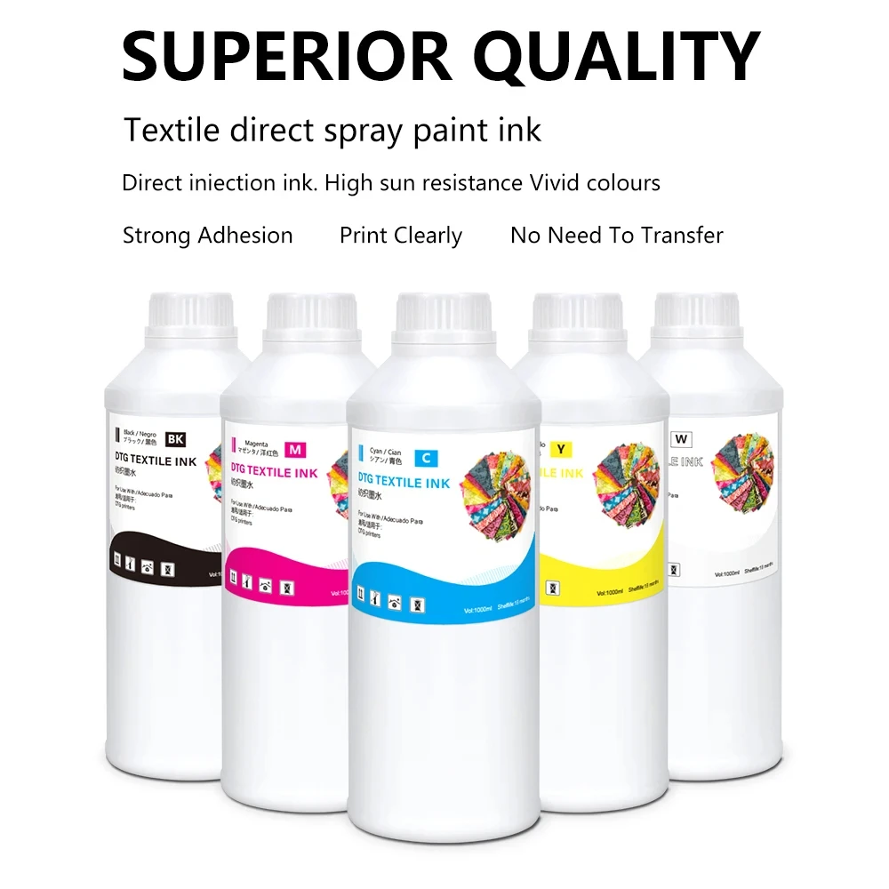 1000ml Digital Premium 1000ML Dtg Textile Pigment White Ink DTG Ink For i3200 4720 R1900 F2000 XP600 1390 Dx5 Dx7 Printhead