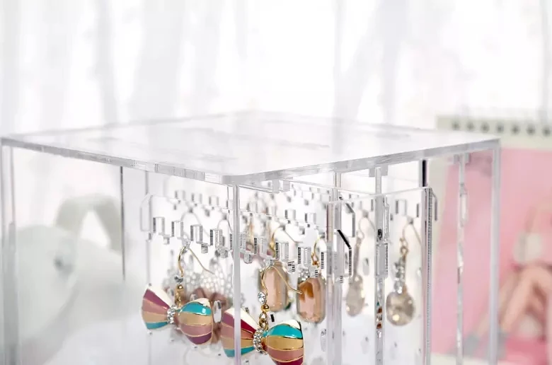 Clear Compartment Earrings Storage Box Holder Acrylic Jewelry Display Stand