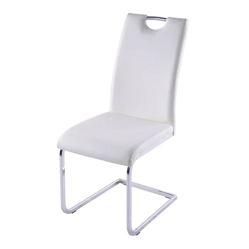 Modern Home Kitchen Dining Room Furniture High Back white PU Leather Dining Chair With Chrome Legs