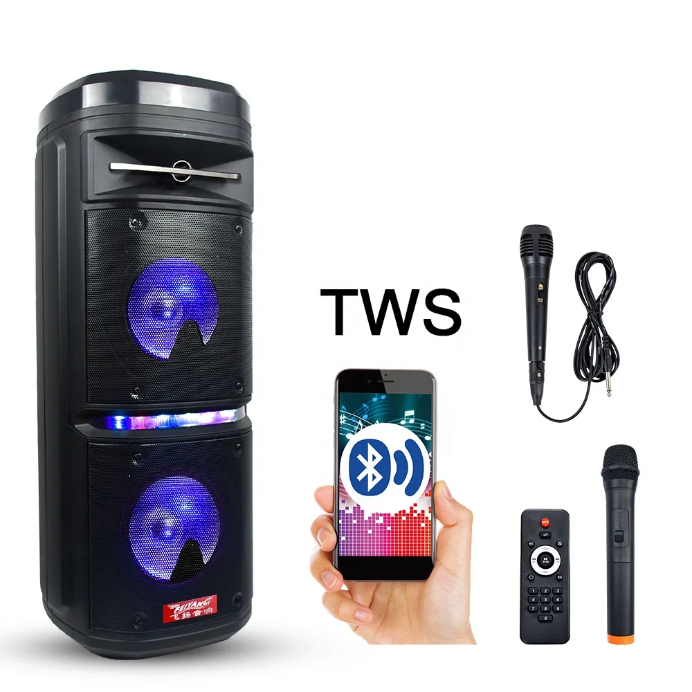 Feiyang новинка лидер продаж Tws двойной 6 5 дюймовый караоке перезаряжаемый вечерний динамик со светодиодным освещением