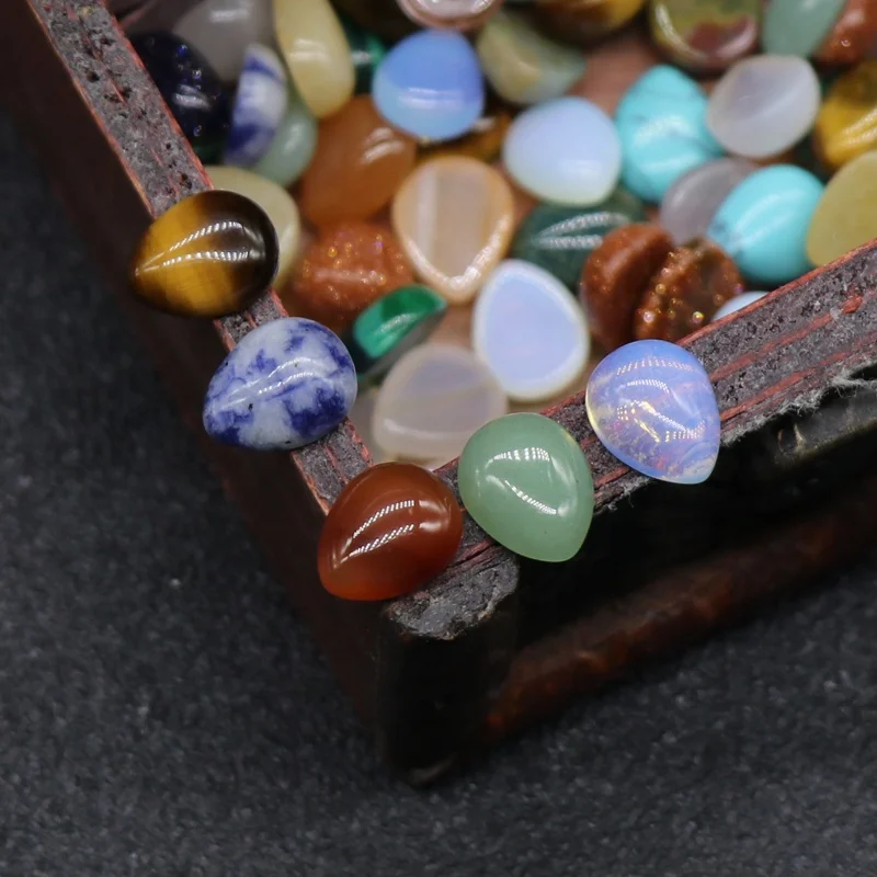 Natural Gemstone 8X10mm drop half cut Cabochon loose bead quartz agate no hole Cabochon beads for Ornament material