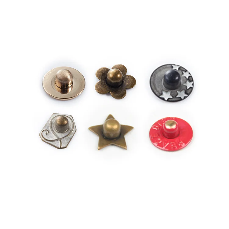 High quality custom embossed logo brass alloy denim metal Jacket rivet custom jean rivet for jeans