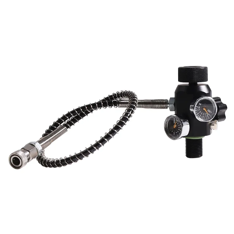 Hot sale New M18*1.5 Paintball Fill Station Paintball pcp air  Tank Charging Valve Dual Gauge with 50cm Hose